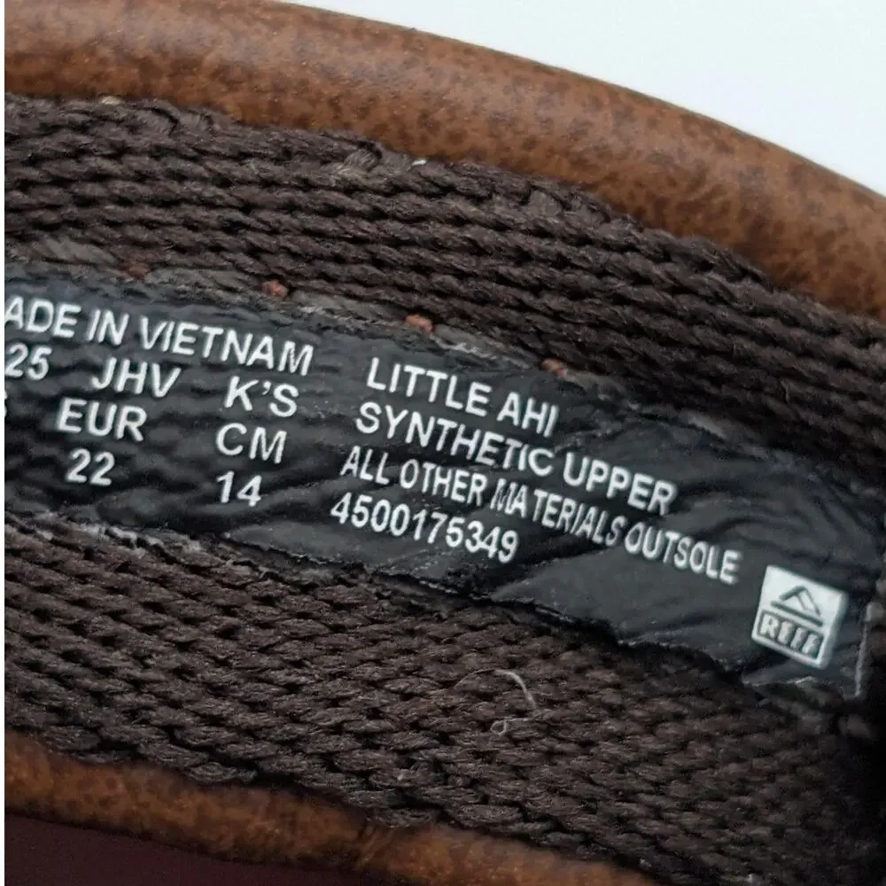 Reef Little Ahi Flip Flop Sandals Slingback Strap Little Kids Brown Sz US6 EU22